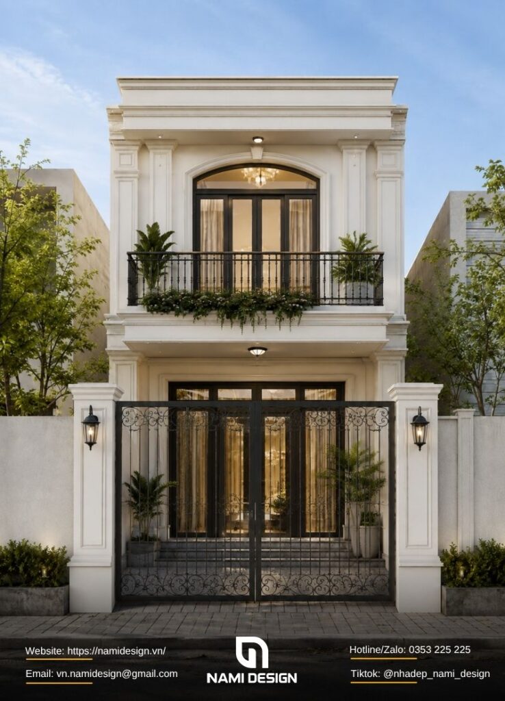 Mẫu nhà 2 tầng 5x20m tân cổ điển