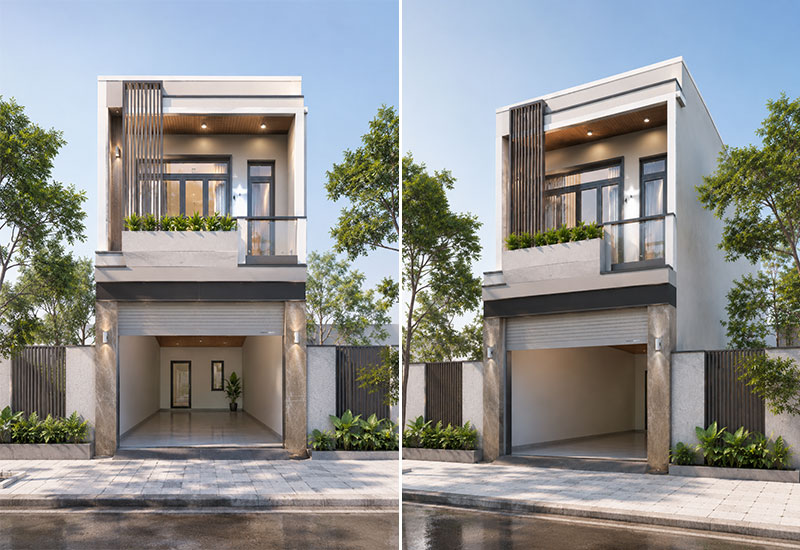 Mẫu nhà 2 tầng 6x15m có gara