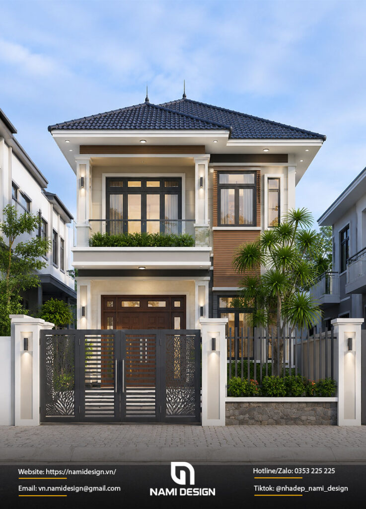 Mẫu nhà 2 tầng 8x10m 3 phòng ngủ