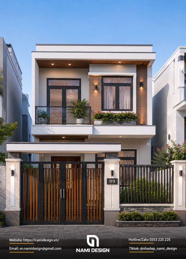 Mẫu nhà 2 tầng 8x10m 4 phòng ngủ