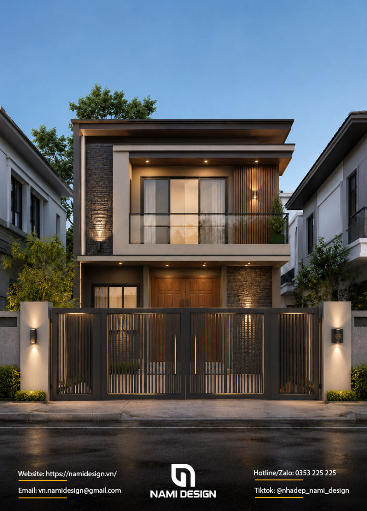 Mẫu nhà 2 tầng 8x10m hiện đại