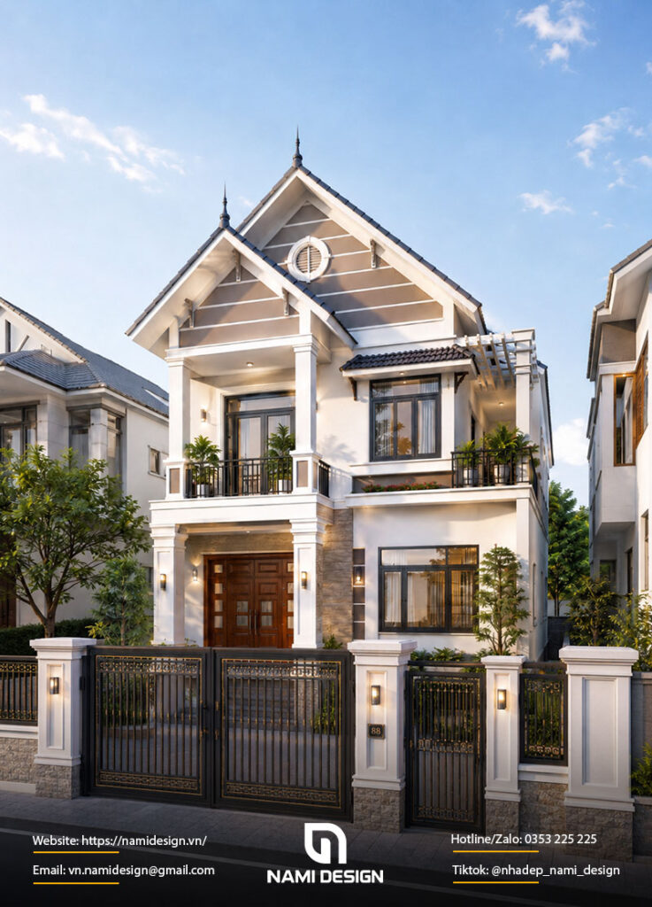 Mẫu nhà 2 tầng 8x10m mái Thái