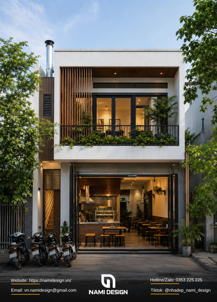 Mẫu nhà 2 tầng kết hợp kinh doanh đồ ăn
