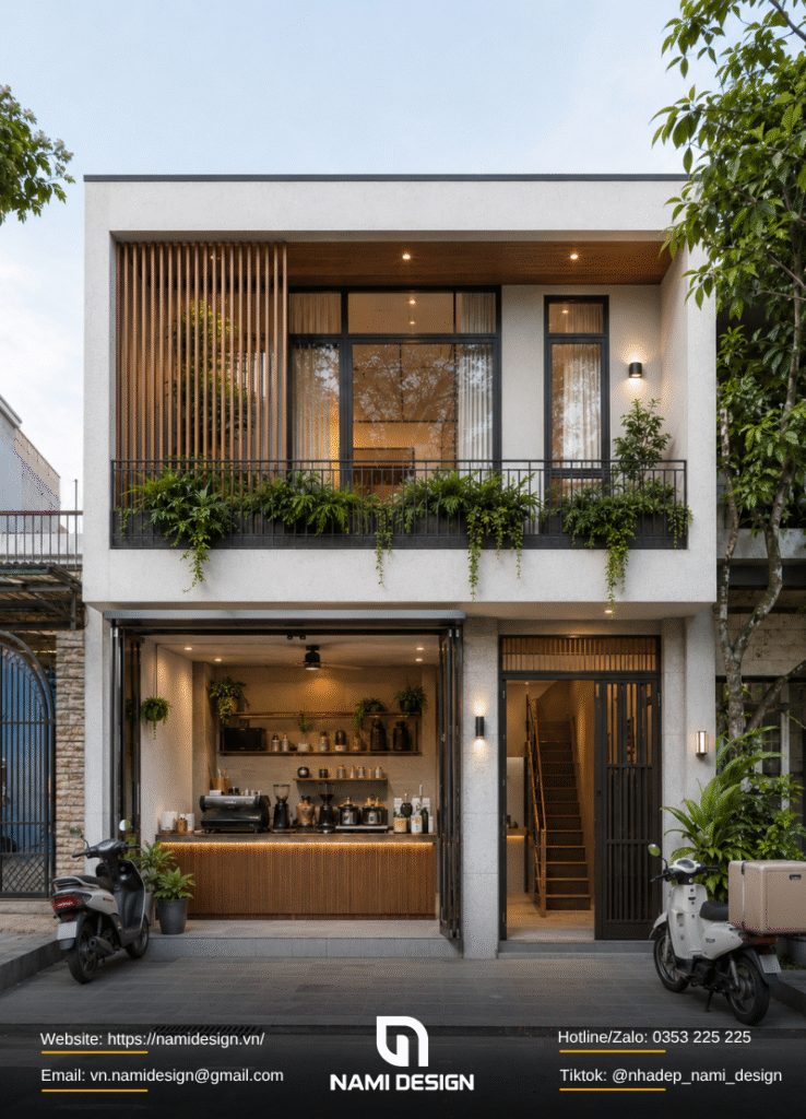 Mẫu nhà 2 tầng kết hợp quán Cafe Takeaway