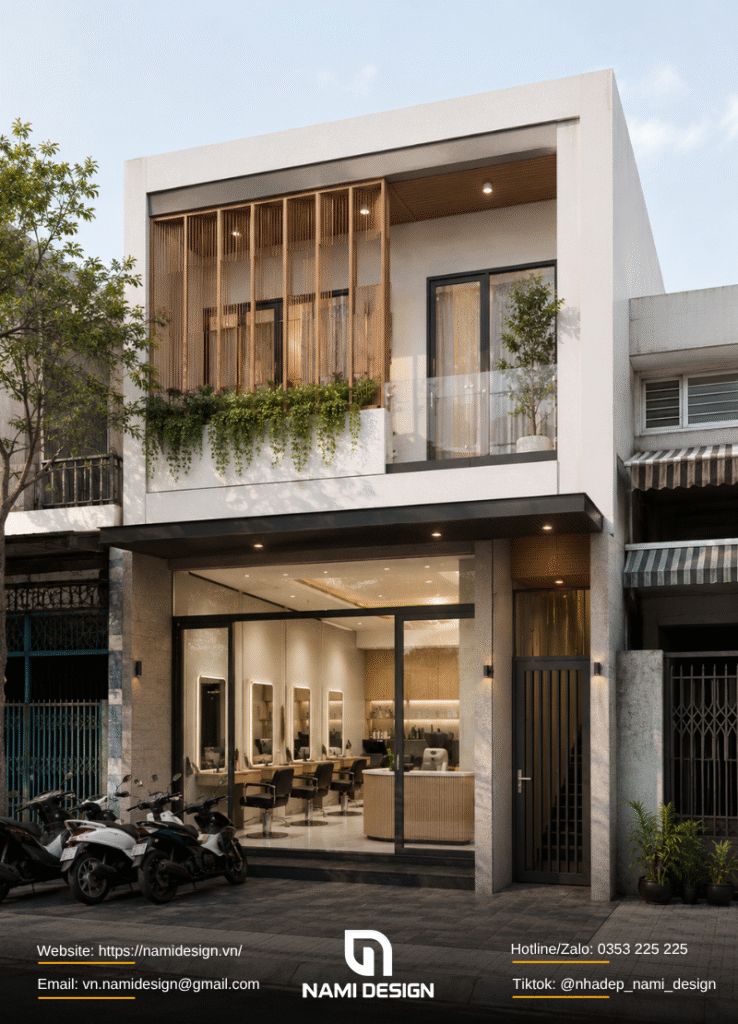 Mẫu nhà 2 tầng kết hợp Salon tóc
