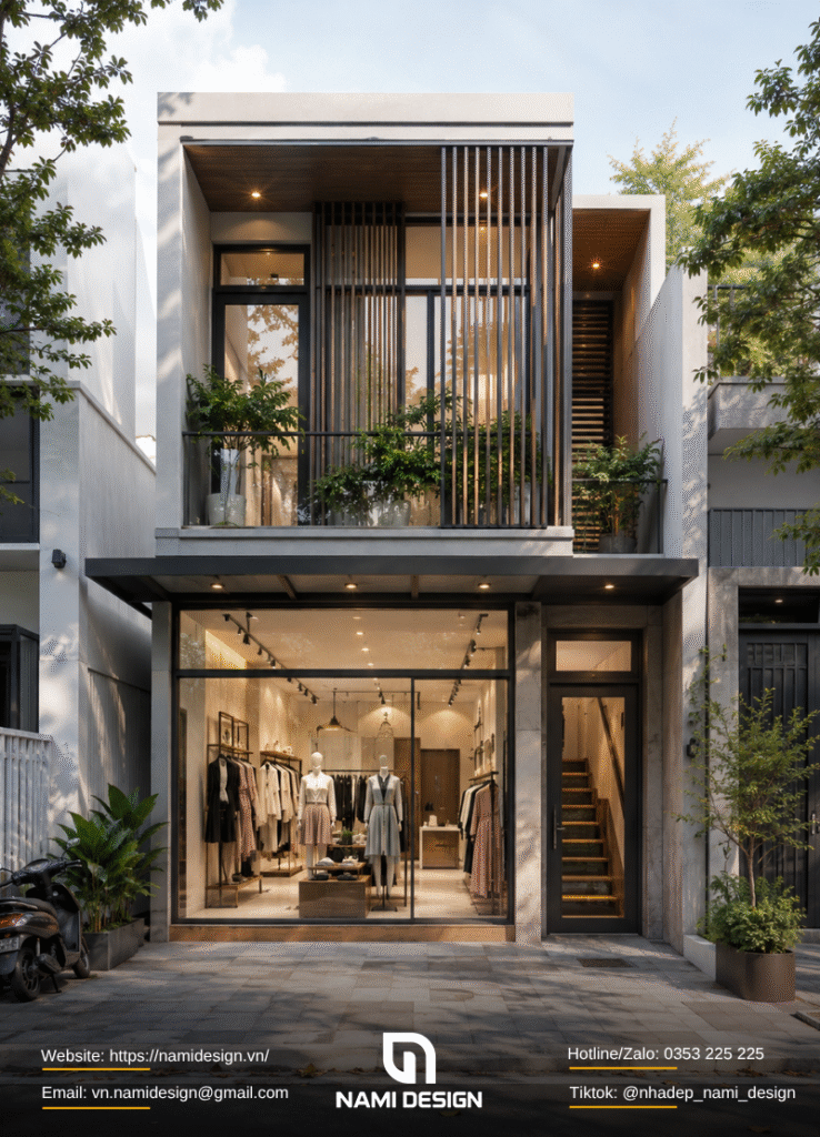 Mẫu nhà 2 tầng kết hợp Shop thời trang