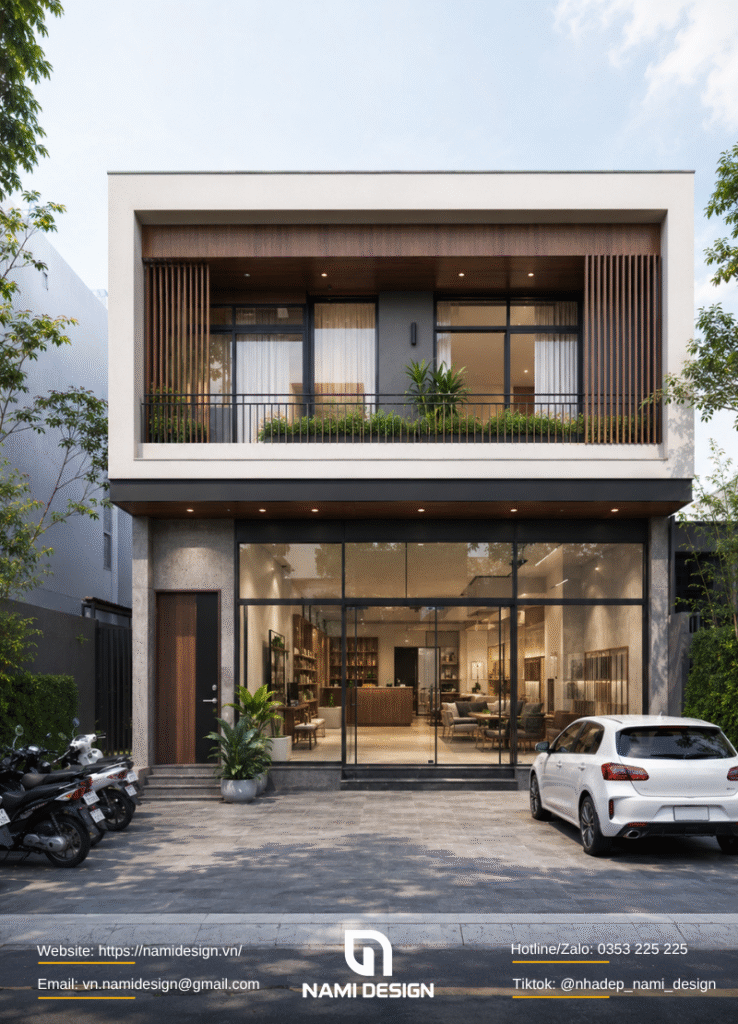 Mẫu nhà 2 tầng kết hợp Showroom