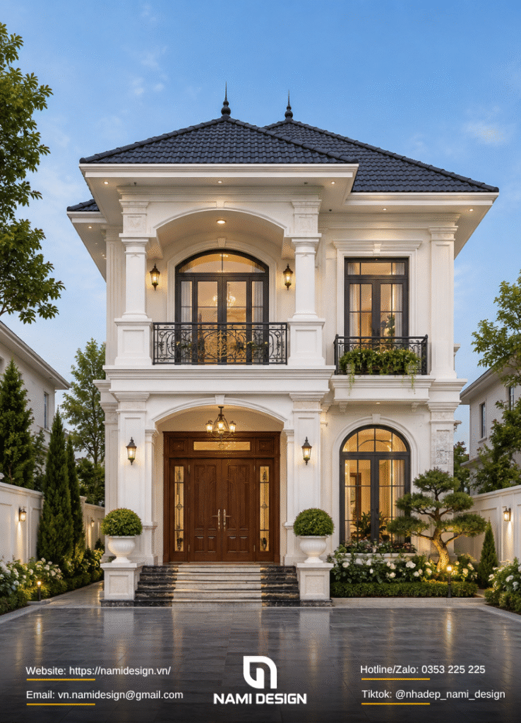 Mẫu nhà 2 tầng mái Nhật tân cổ điển