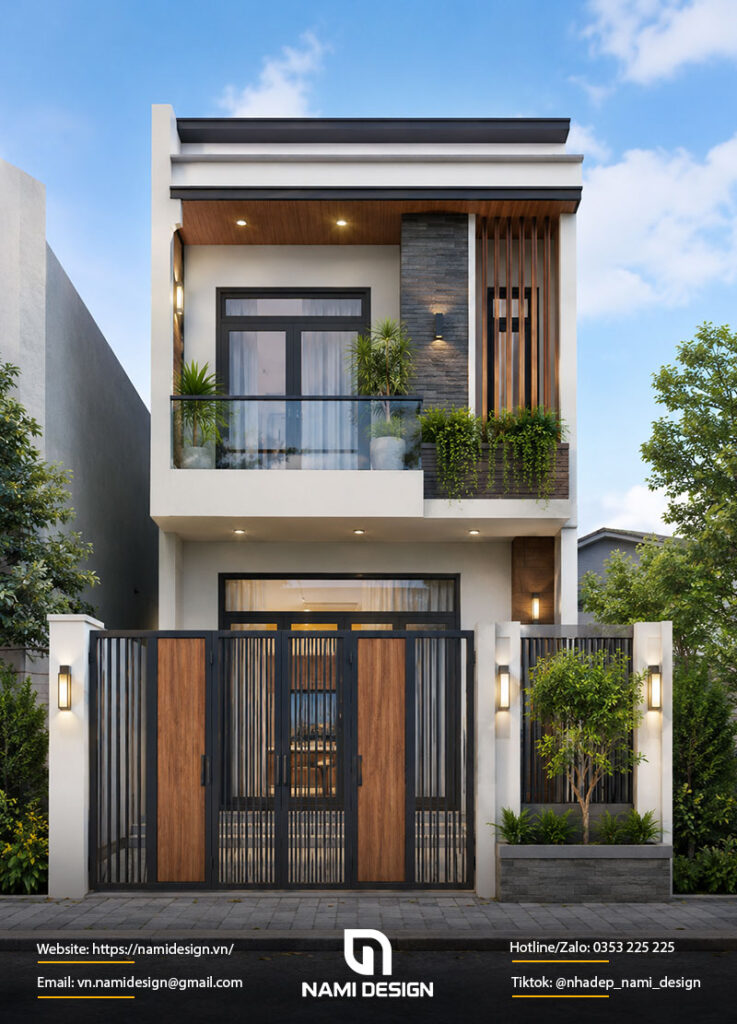 Mẫu nhà 2 tầng mặt tiền 6m 3 phòng ngủ