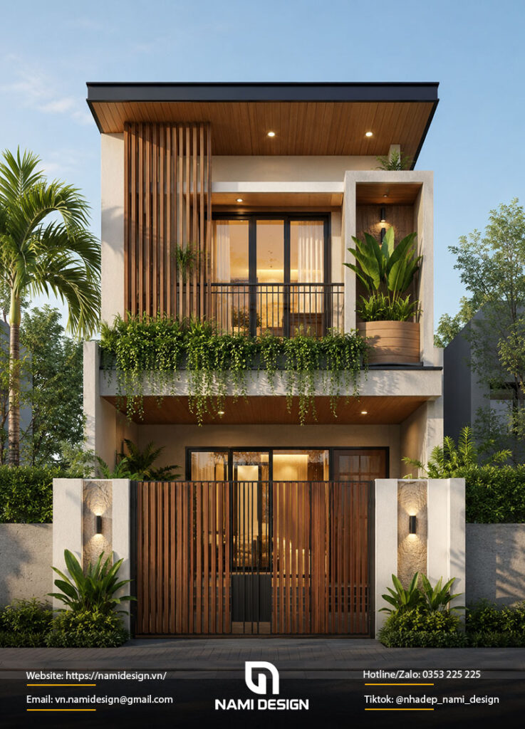 Mẫu nhà 2 tầng mặt tiền 6m Modern Tropical