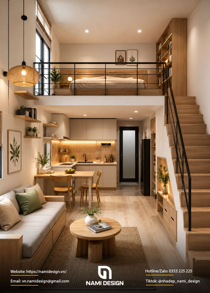 Mẫu nhà 25m2 có gác lửng