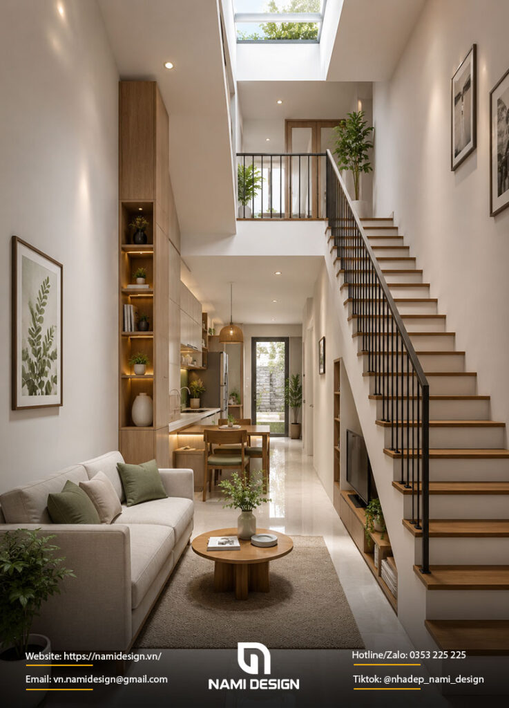 Mẫu nhà 25m2 có giếng trời