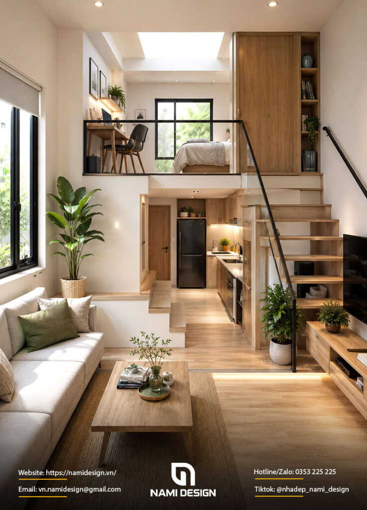 Mẫu nhà 25m2 lệch tầng