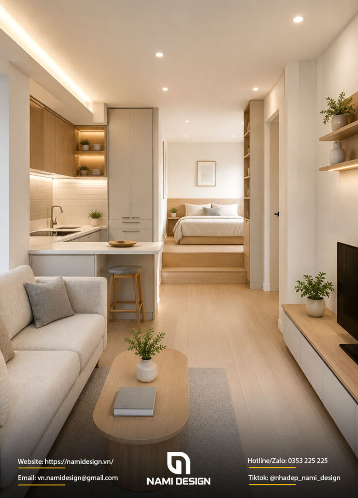 Mẫu nhà 25m2 phong cách tối giản
