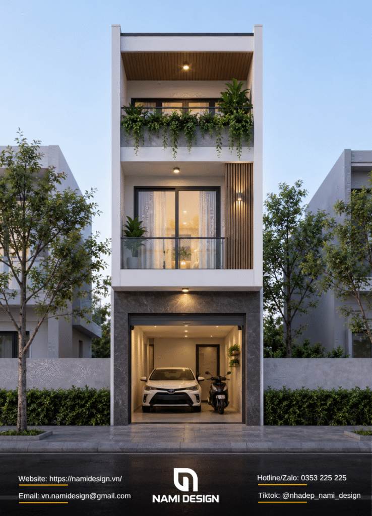 Mẫu nhà 3x8m có gara để xe