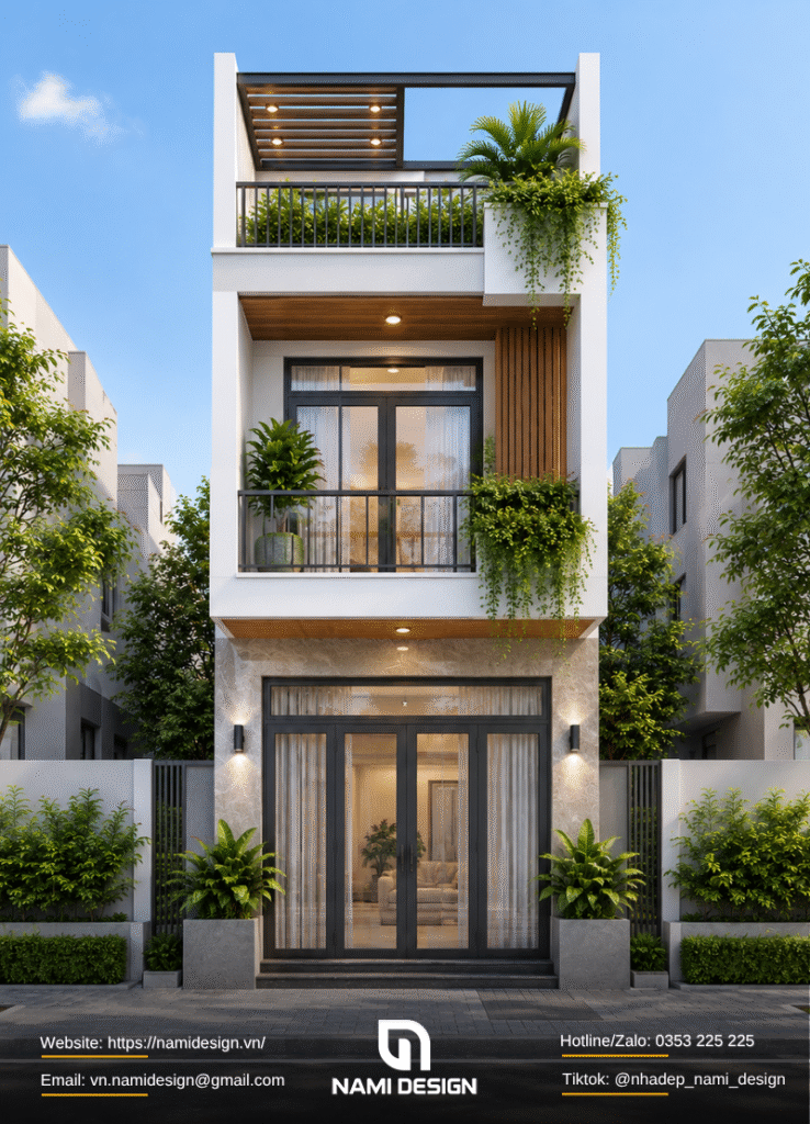 Mẫu nhà 3x8m có sân thượng