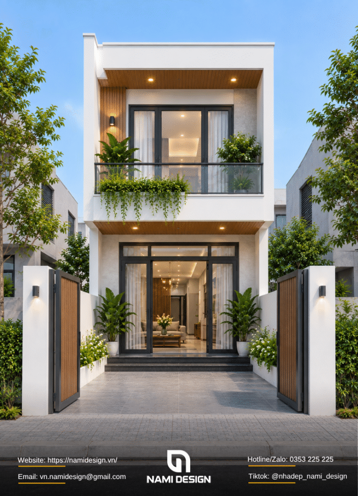 Mẫu nhà 3x8m có sân trước