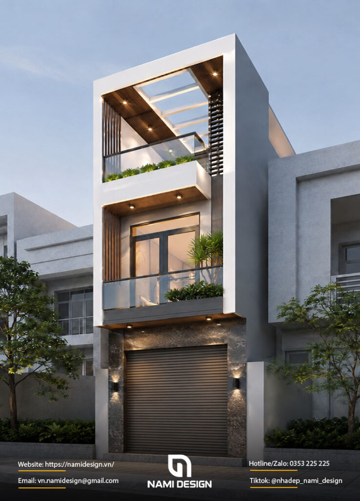 Mẫu nhà 4x10m có giếng trời