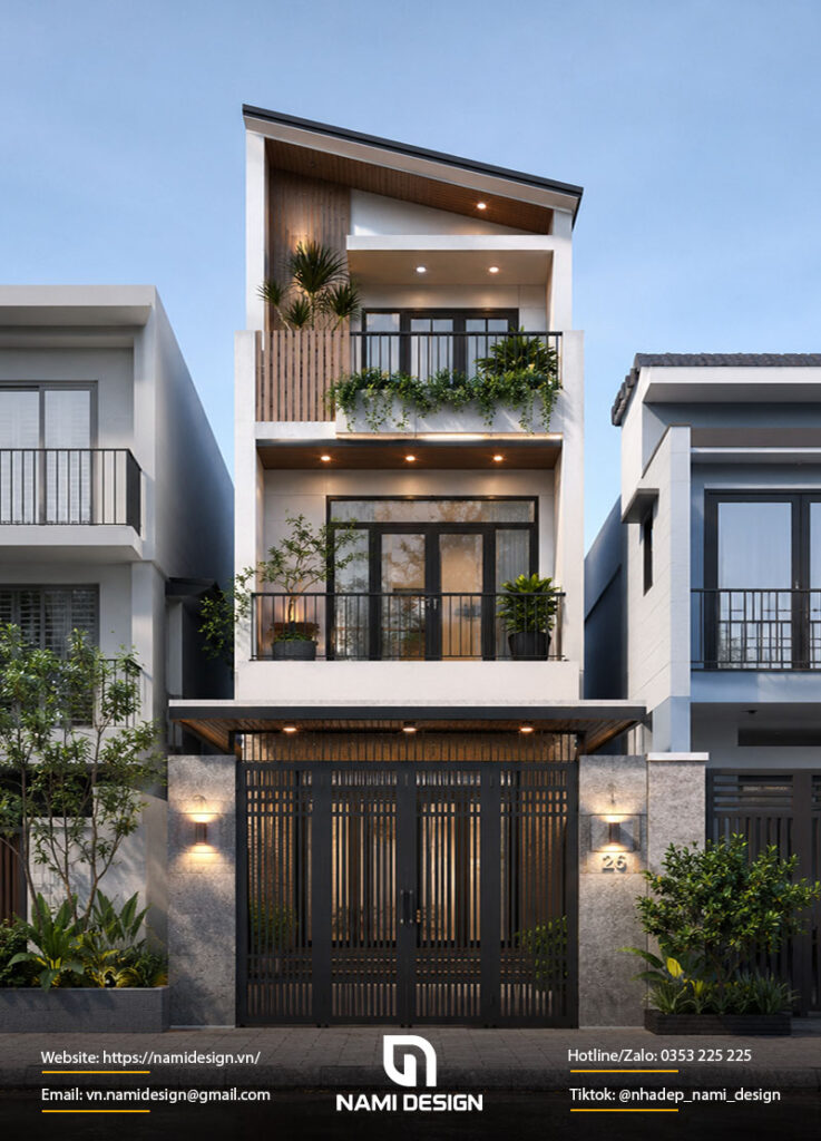 Mẫu nhà 4x10m mái lệch