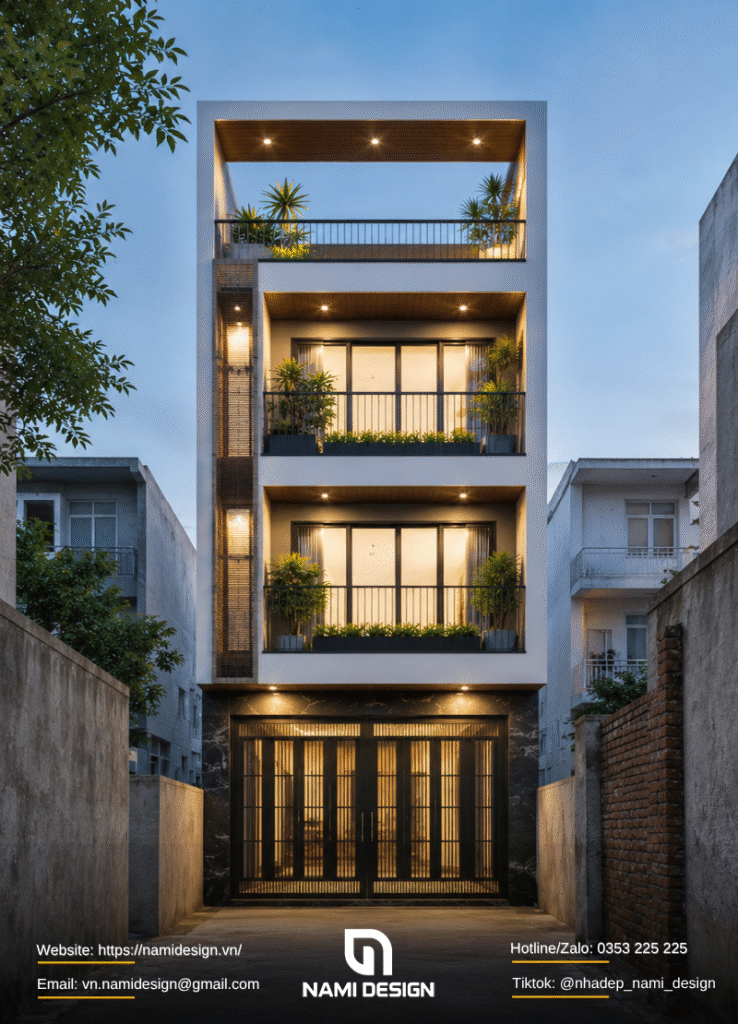 Mẫu nhà 4x6m 4 tầng trong ngõ hẹp sâu