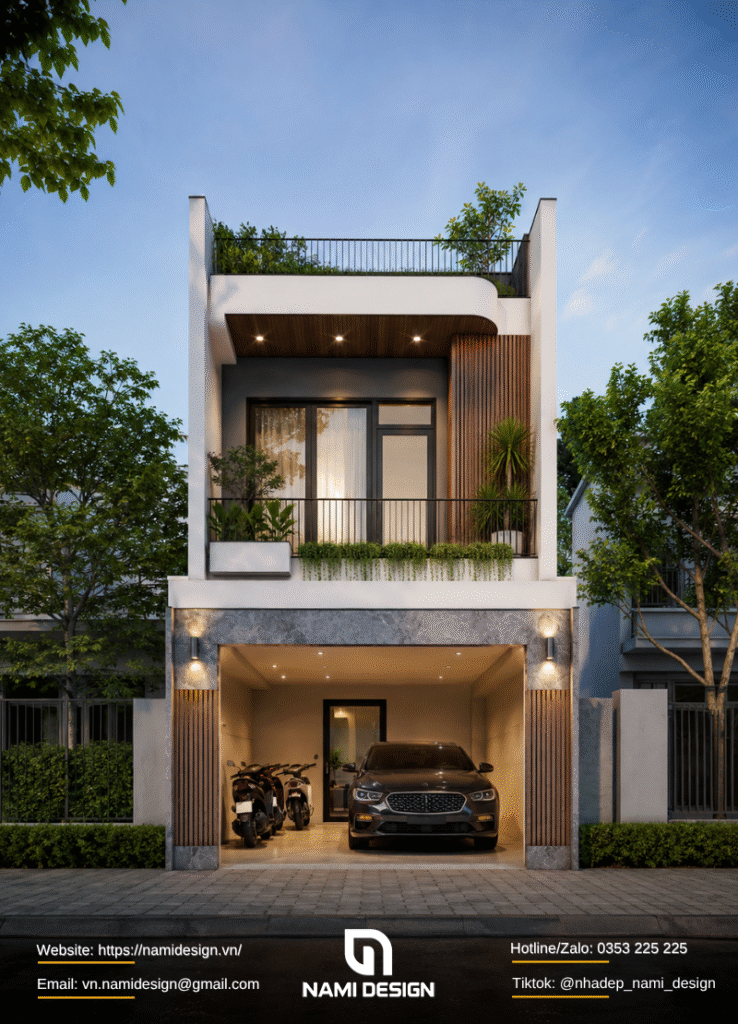 Mẫu nhà 4x6m có gara để xe rộng rãi