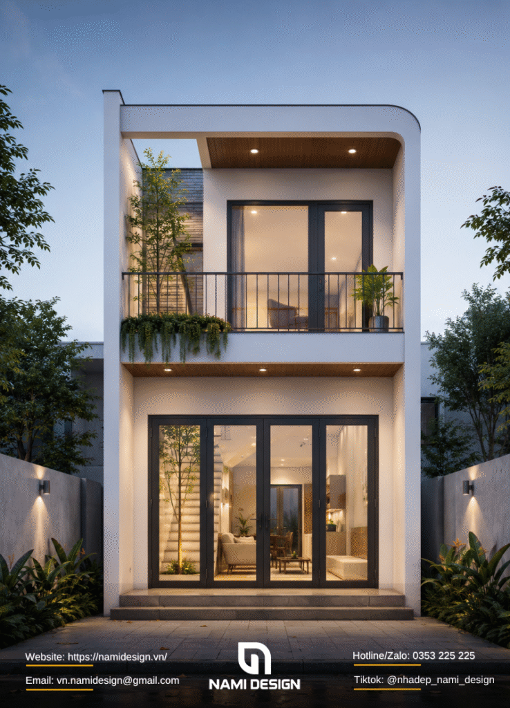 Mẫu nhà 4x6m có giếng trời cạnh cầu thang