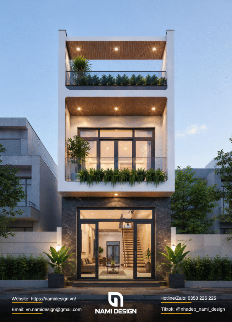 Mẫu nhà 4x6m hiện đại, có gác lửng