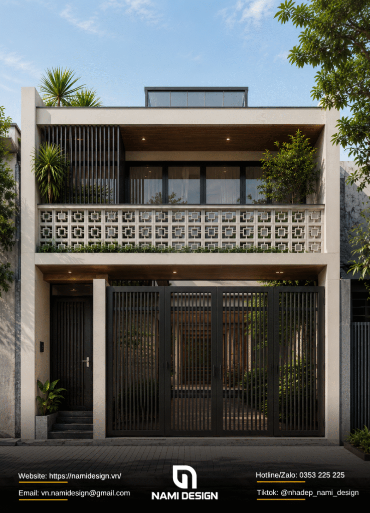 Mẫu nhà 5x15m có giếng trời giữa nhà - cạnh bếp
