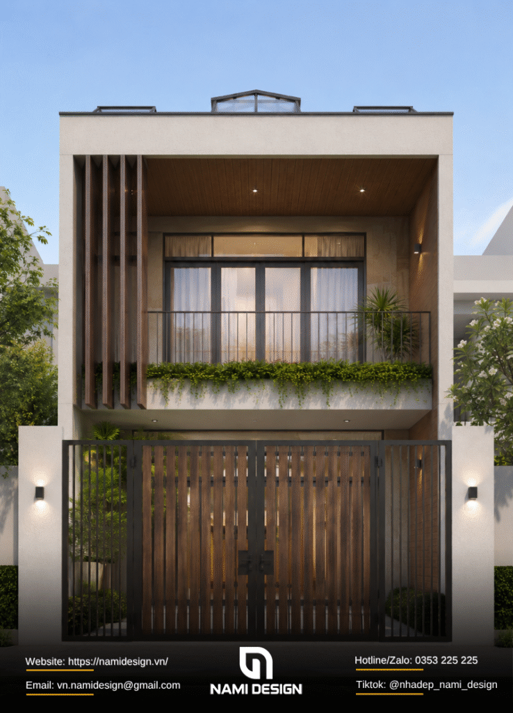 Mẫu nhà 5x15m có giếng trời giữa nhà - hai khoảng lấy sáng nhỏ