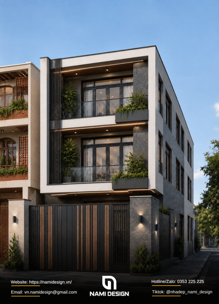 Mẫu nhà 5x15m lô góc hai mặt tiền - lối vào phụ bên hông