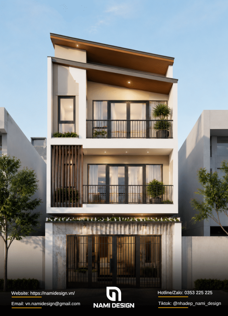 Mẫu nhà 5x15m mái lệch - mái lệch so le