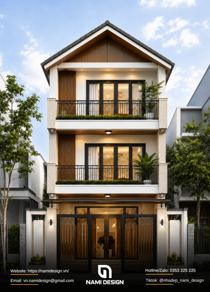 Mẫu nhà 5x15m mái Thái - ba phòng ngủ compact