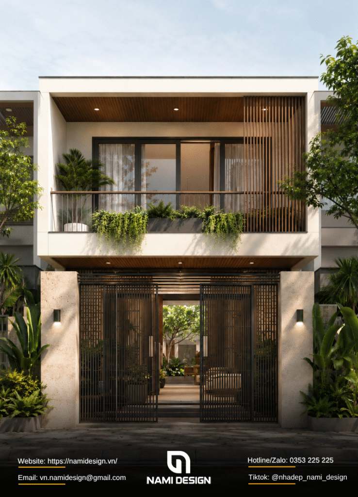 Mẫu nhà 5x15m phong cách Modern Tropical - vườn giữa nhà