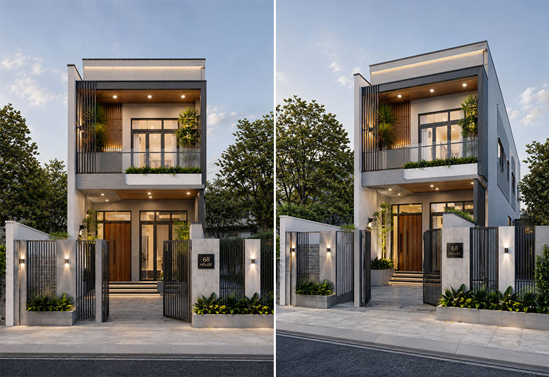 Mẫu nhà 6x10 2 tầng mái bằng