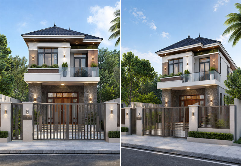 Mẫu nhà 6x10 2 tầng mái Nhật