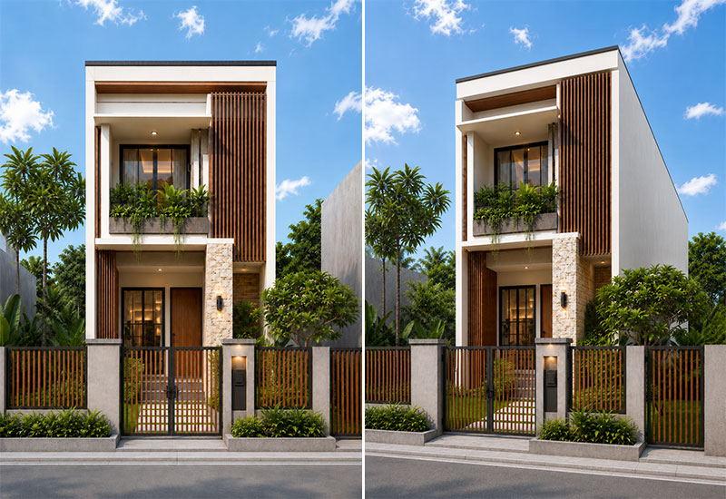 Mẫu nhà 6x10 2 tầng phong cách Modern Tropical