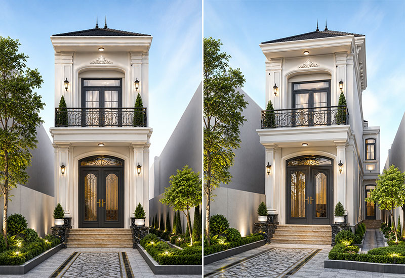 Mẫu nhà 6x10 2 tầng tân cổ điển