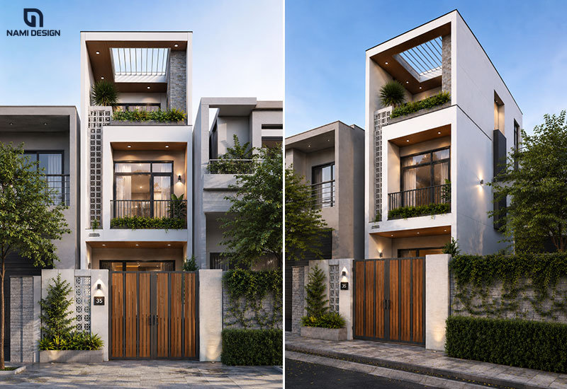 Mẫu nhà 6x10m có giếng trời
