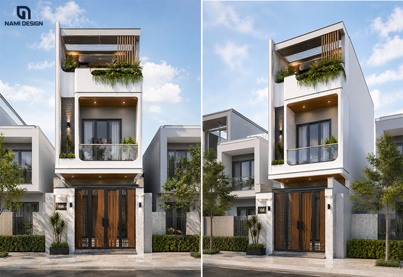 Mẫu nhà 6x10m mặt tiền có ban công