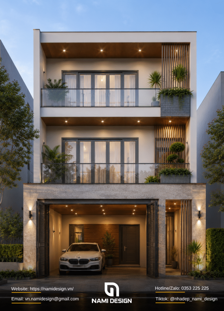 Mẫu nhà 6x15m có gara ô tô
