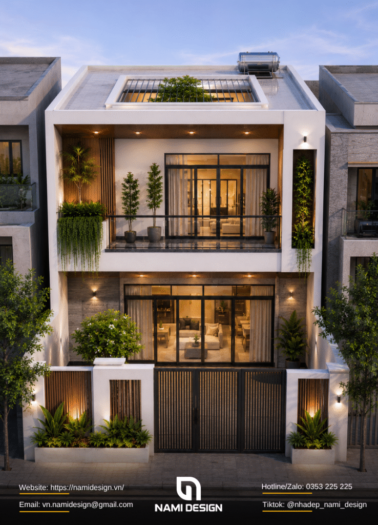 Mẫu nhà 6x15m có giếng trời