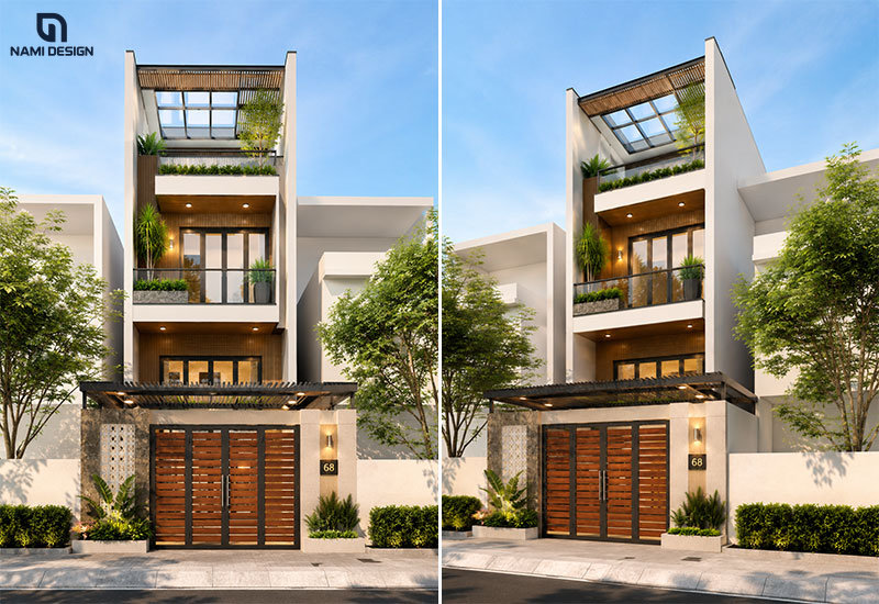 Mẫu nhà 6x15m có giếng trời
