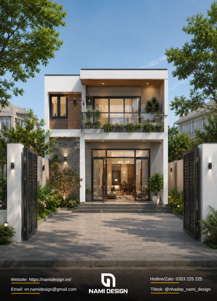 Mẫu nhà 6x15m có sân trước