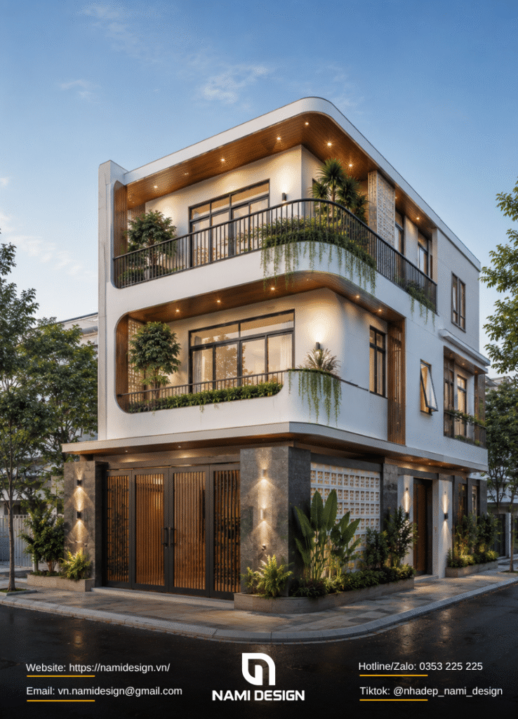Mẫu nhà 6x15m lô góc hoặc hai mặt tiền