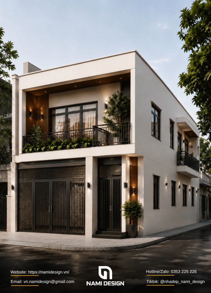 Mẫu nhà 6x20m 1 trệt 1 lầu hai mặt tiền