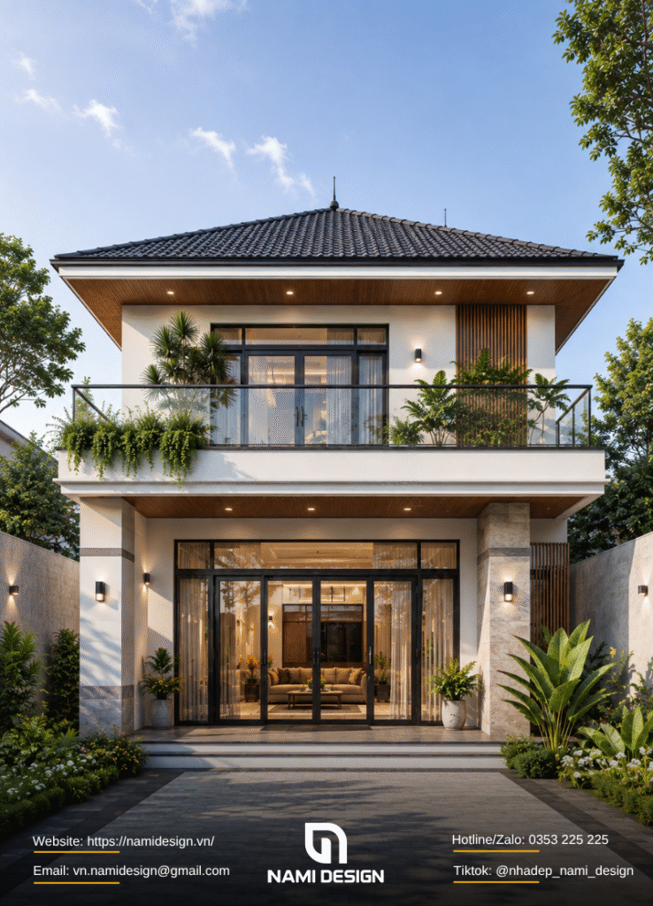 Mẫu nhà 6x20m 1 trệt 1 lầu mái Nhật