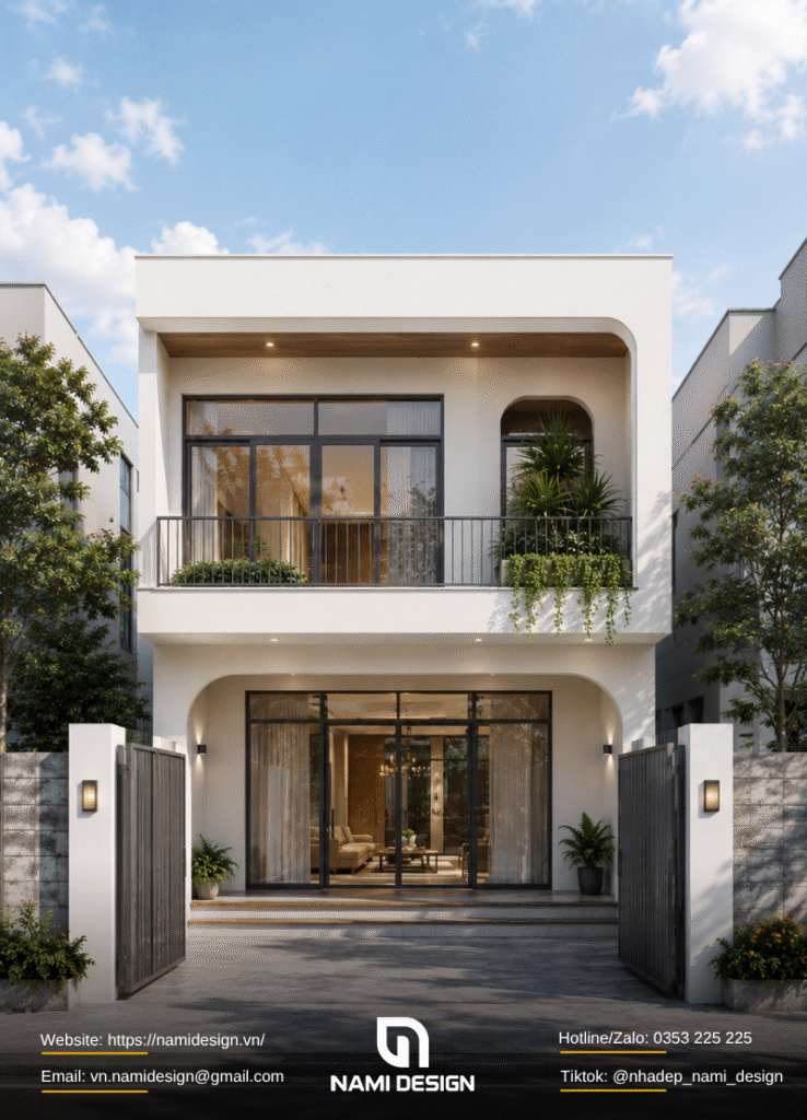 Mẫu nhà 6x20m 1 trệt 1 lầu phong cách tối giản