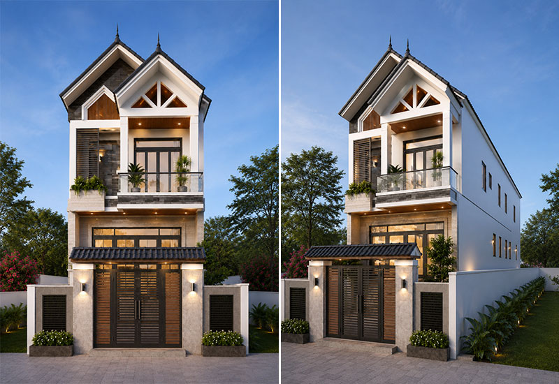 Mẫu nhà 6x20m mái Thái