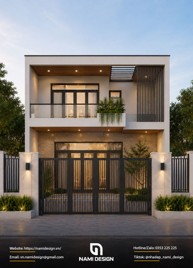 Mẫu nhà 6x8m 2 tầng có giếng trời