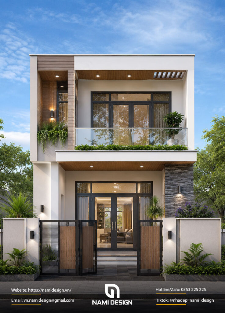 Mẫu nhà 7x8m 2 tầng mái bằng